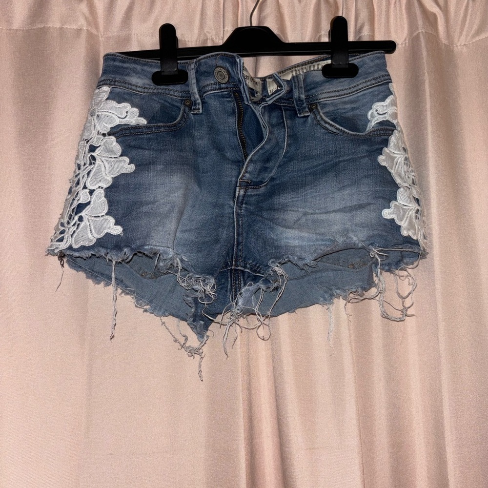 Lacy Denim Mini Shorts
